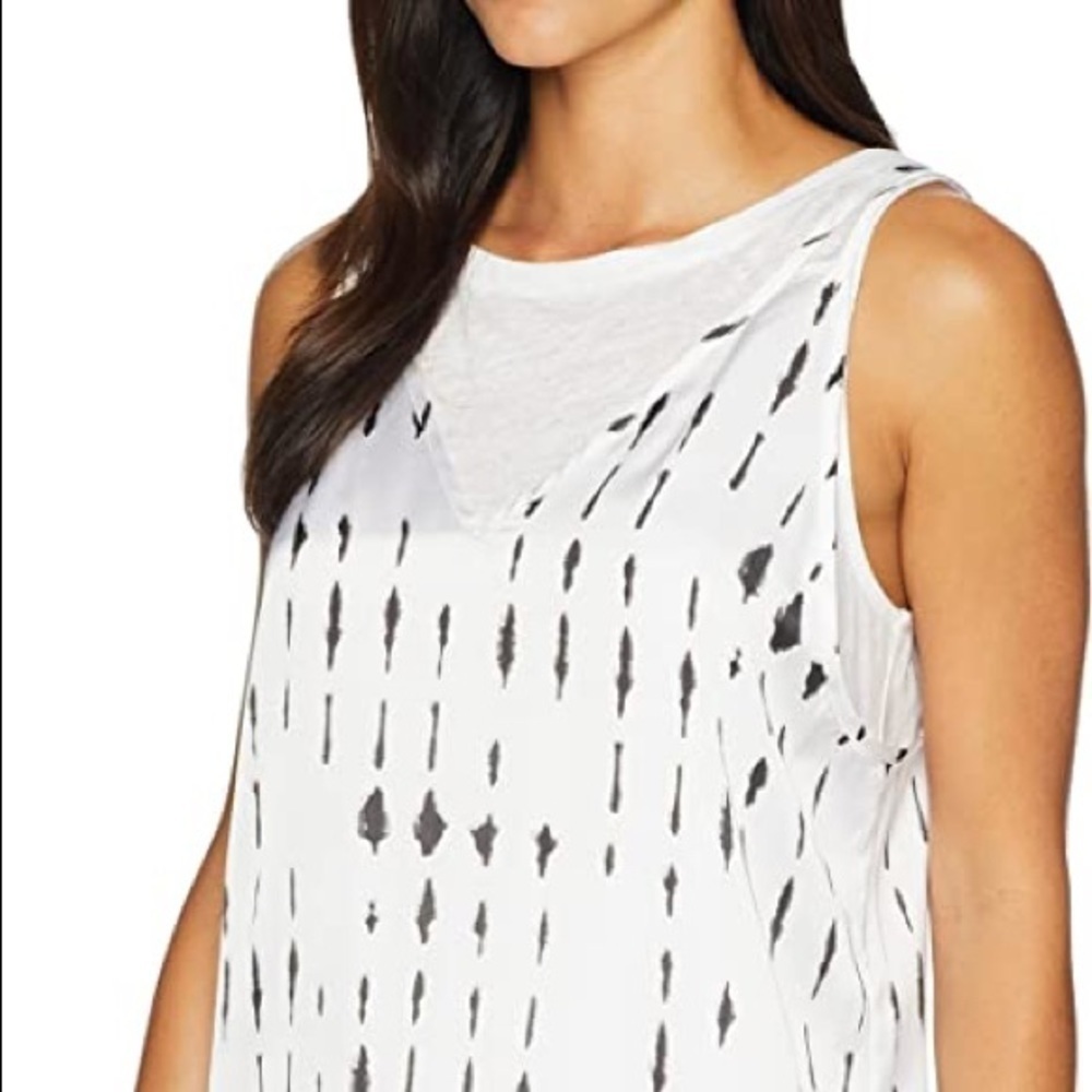 Kenneth Cole New York Women's Layered Black White Tie Dyed Tank Top Size M